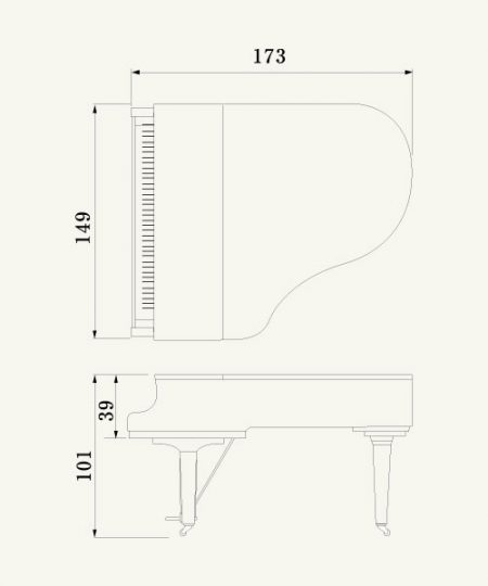 Yamaha C2X Grand Piano Dimensions