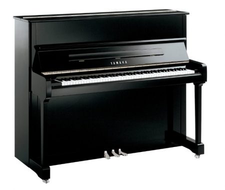 Yamaha P121 Upright Acoustic Piano Polished Ebony with Chrome Fittings