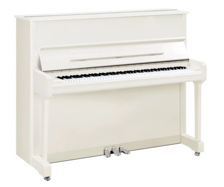 Yamaha P121 Upright Acoustic Piano Polished White with Chrome Fittings