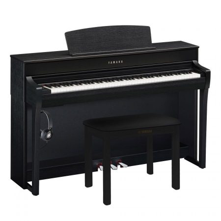 Yamaha CLP 745 Bundle, piano with piano stool and headphones in black