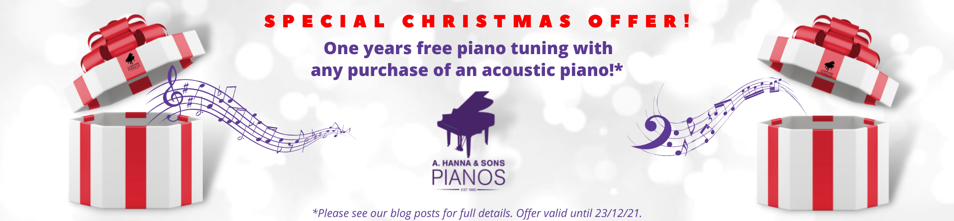 Christmas offer free acoustic piano tuning for 1 year