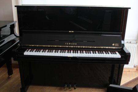 Yamaha U3A Upright piano Reconditioned, front view with lid open