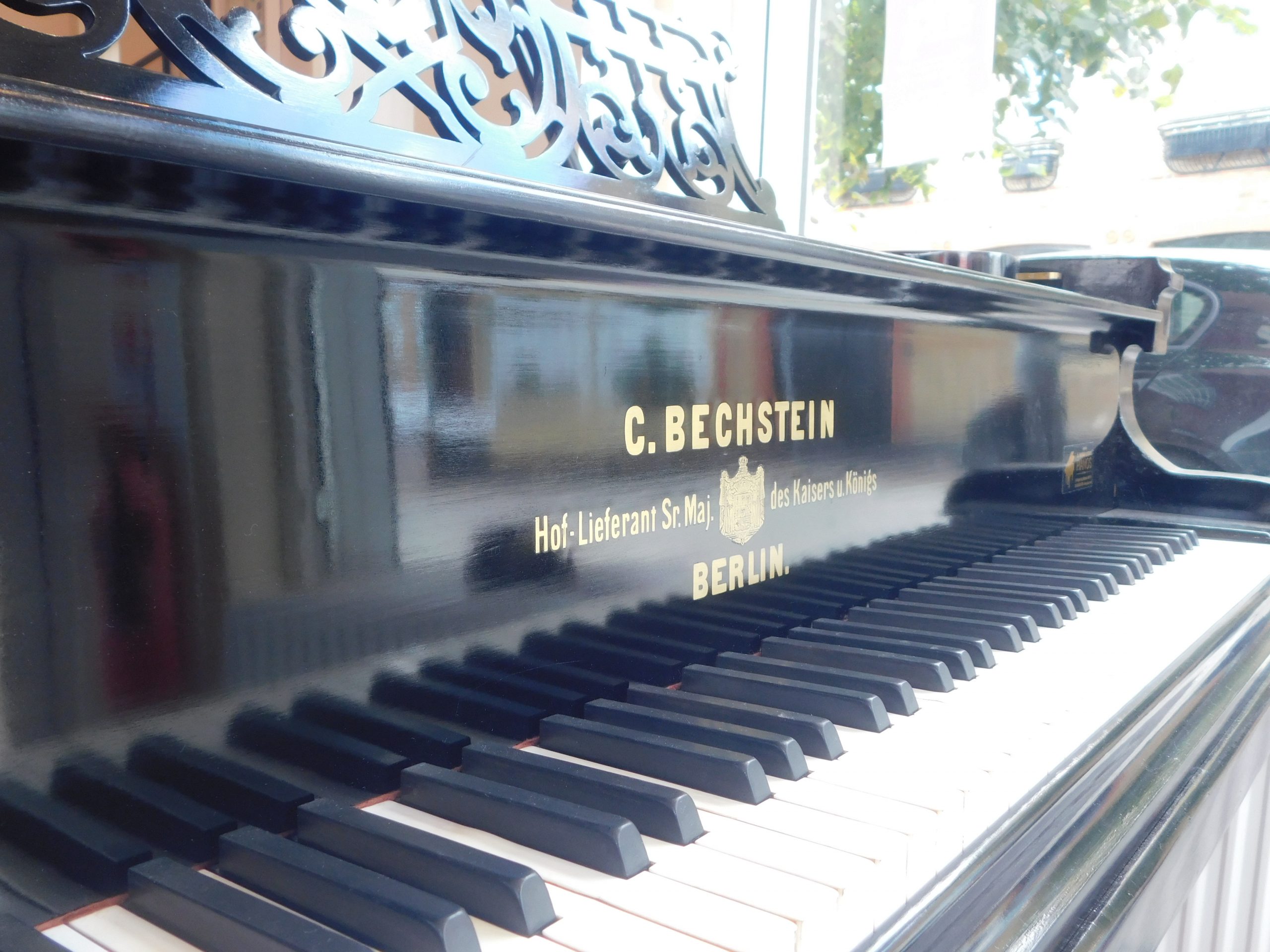 Antique C. Bechstein Grand Piano close view of keyboard