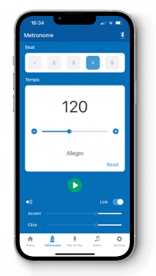 adsilent 2 piano system app on phone screen - metronome