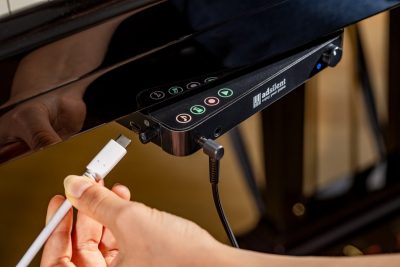 close-up of adsilent 2 piano system and USB plug